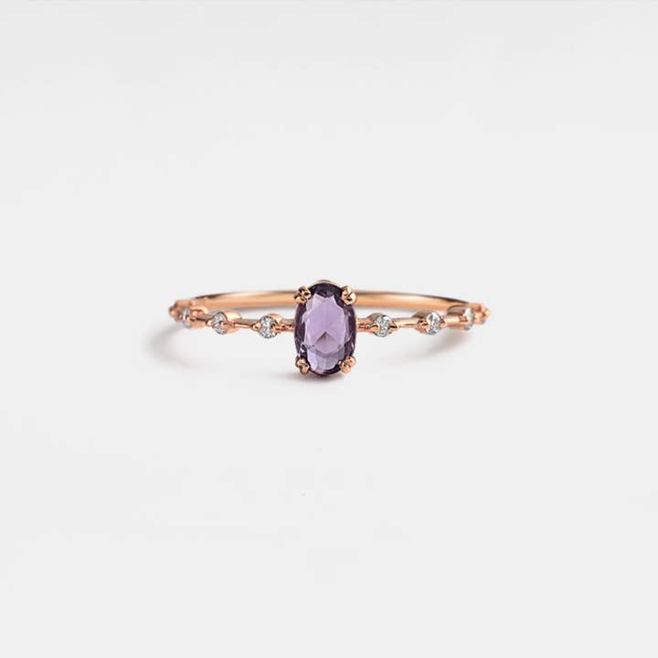 Perimade & Co. LLC - Wholesale Multi-Stone Ring - Oval Cut Natural Amethyst Ring in 925 Sterling Silver4