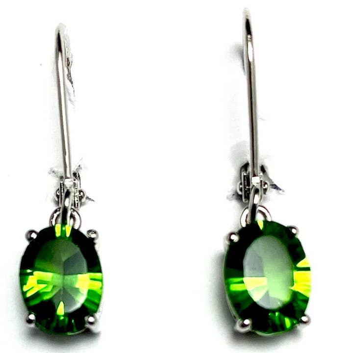 Twan Kee Jewelry - Wholesale Dangle Earrings - Oval Cut Helenite Dangle Earrings in Silver