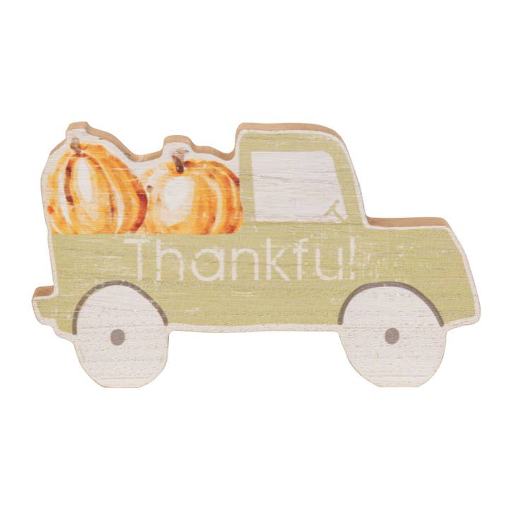 Col House Designs - Wholesale Decorative Tabletop Object - Thankful Pumpkin Truck Chunky Sitter