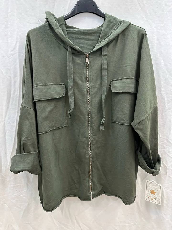 Mimi & Gogo - Wholesale Hoodie - Women's - Hooded jacket with zip and pockets @8633_GZipPoches13