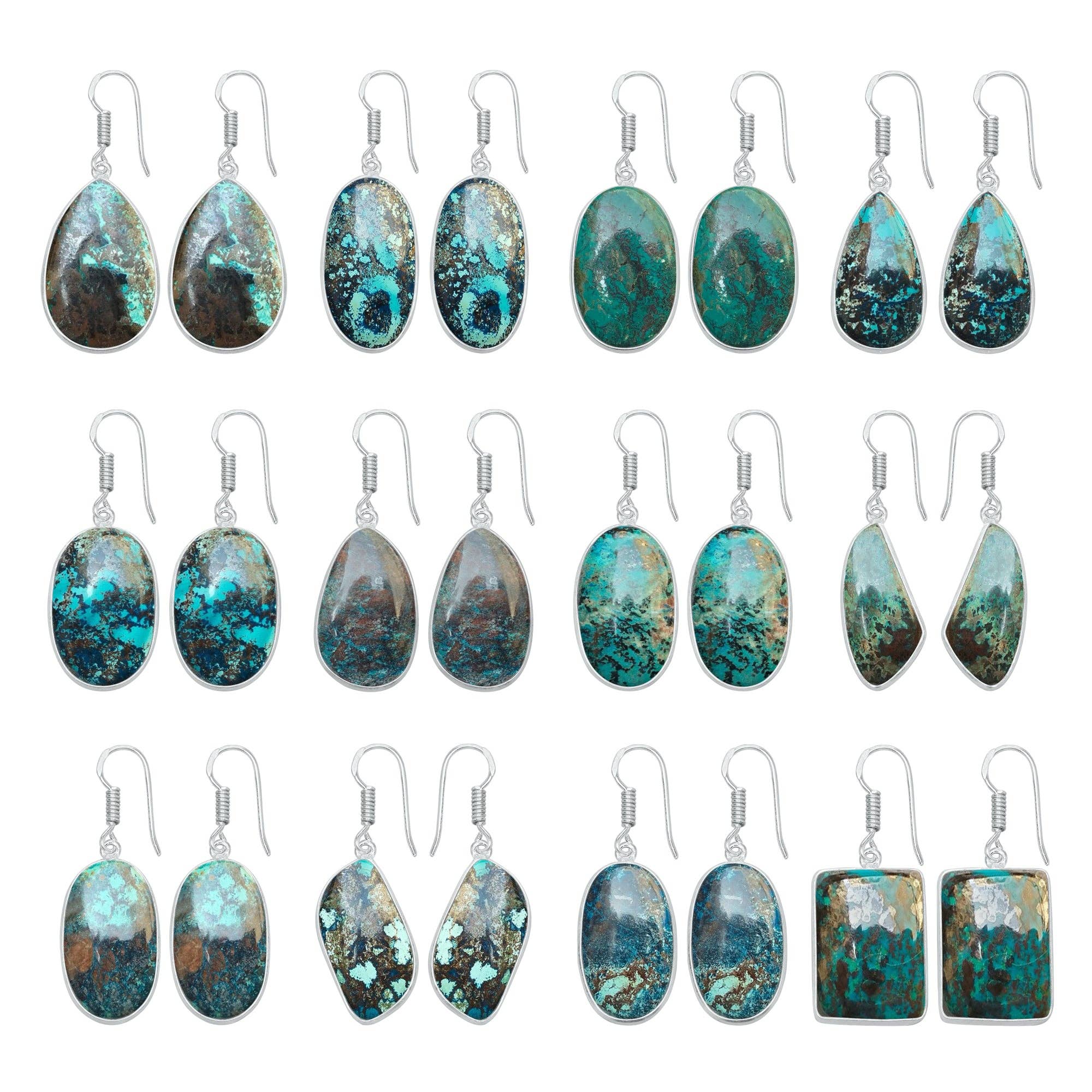 Handmade Jewels – wholesale Dangle earrings – Azurite Earrings – Silver-Plated Bezel, Artisan | Made to Order0