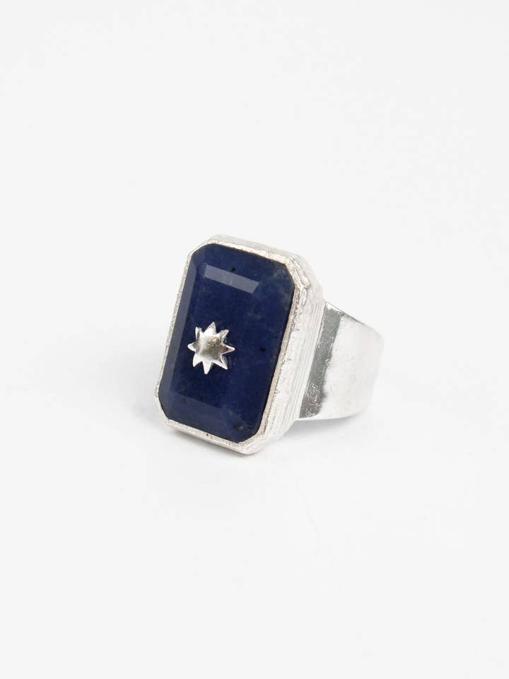 SILVER STATEMENT RING BLUE SODALITE for wholesale by My Doris