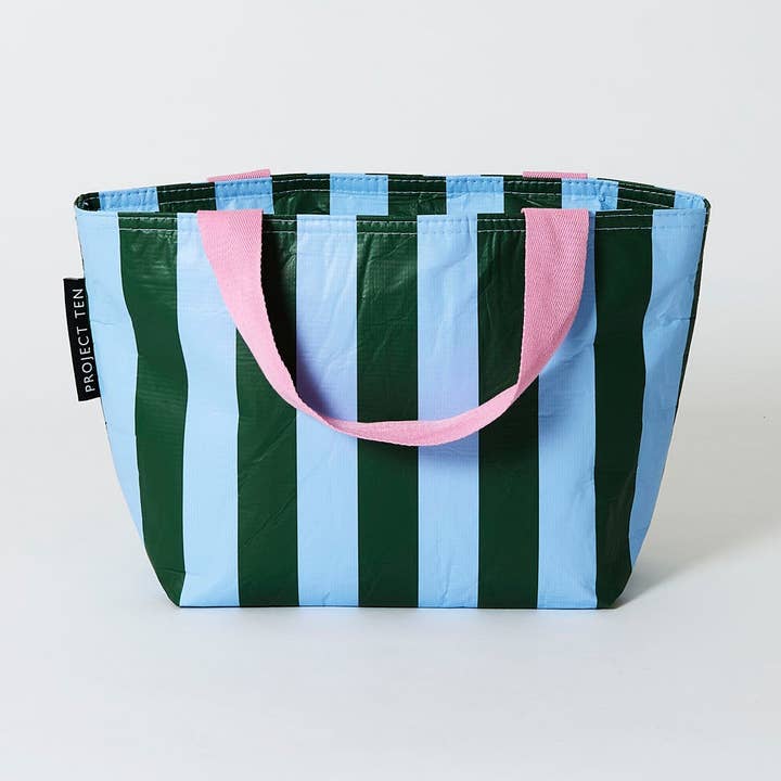 Mini Tote – Green Blue Stripe for wholesale by Project Ten Pty Ltd