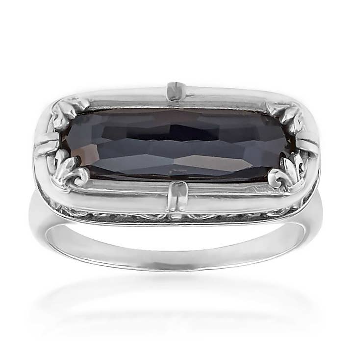 Anillo doblete de hematita East-West para venta al por mayor de Anatoli Jewelry