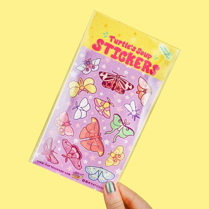 Moonlight Moths Vinyl Sticker Sheet for wholesale by Turtle's Soup