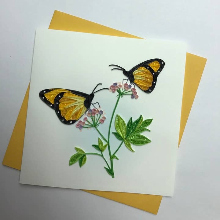 Monarch Butterflies Quilled Card for wholesale by Poppin Cards and Gifts