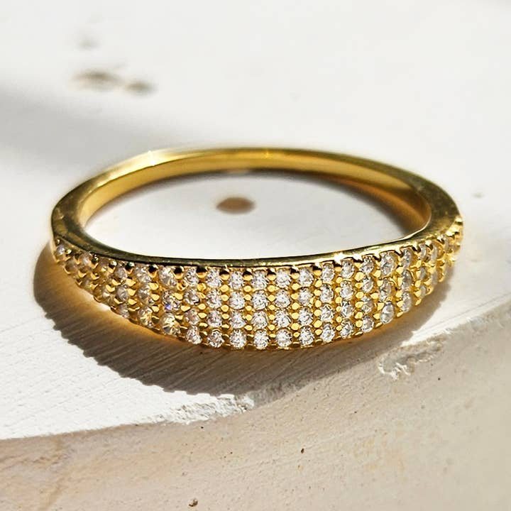 PAVED SIGNET RING - R-F5104 for wholesale by HolyBang Jewels