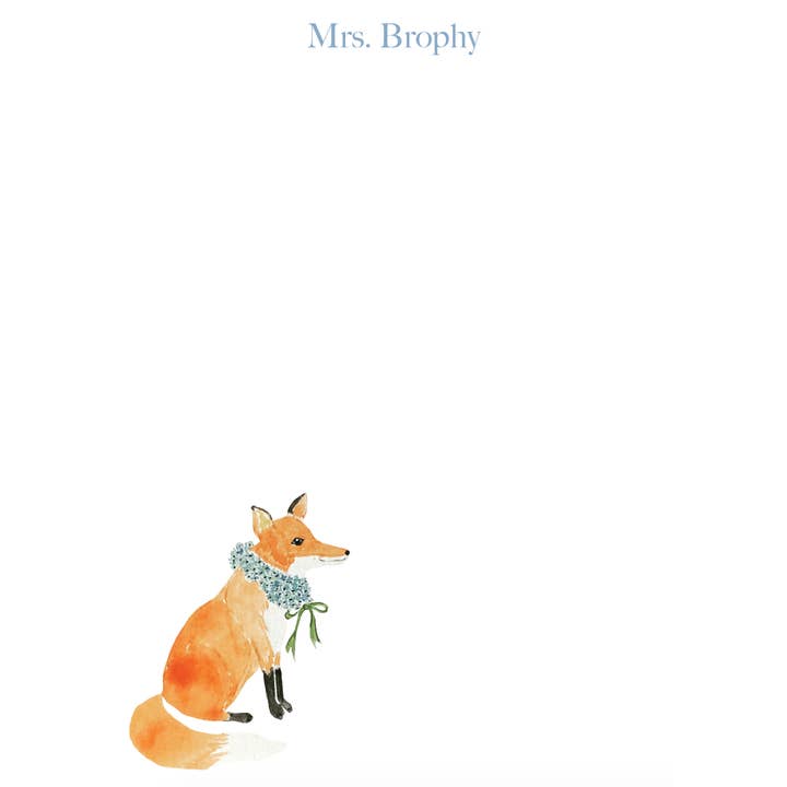 Hydrangea Fox Notepad for wholesale by Cedar Street Stationery