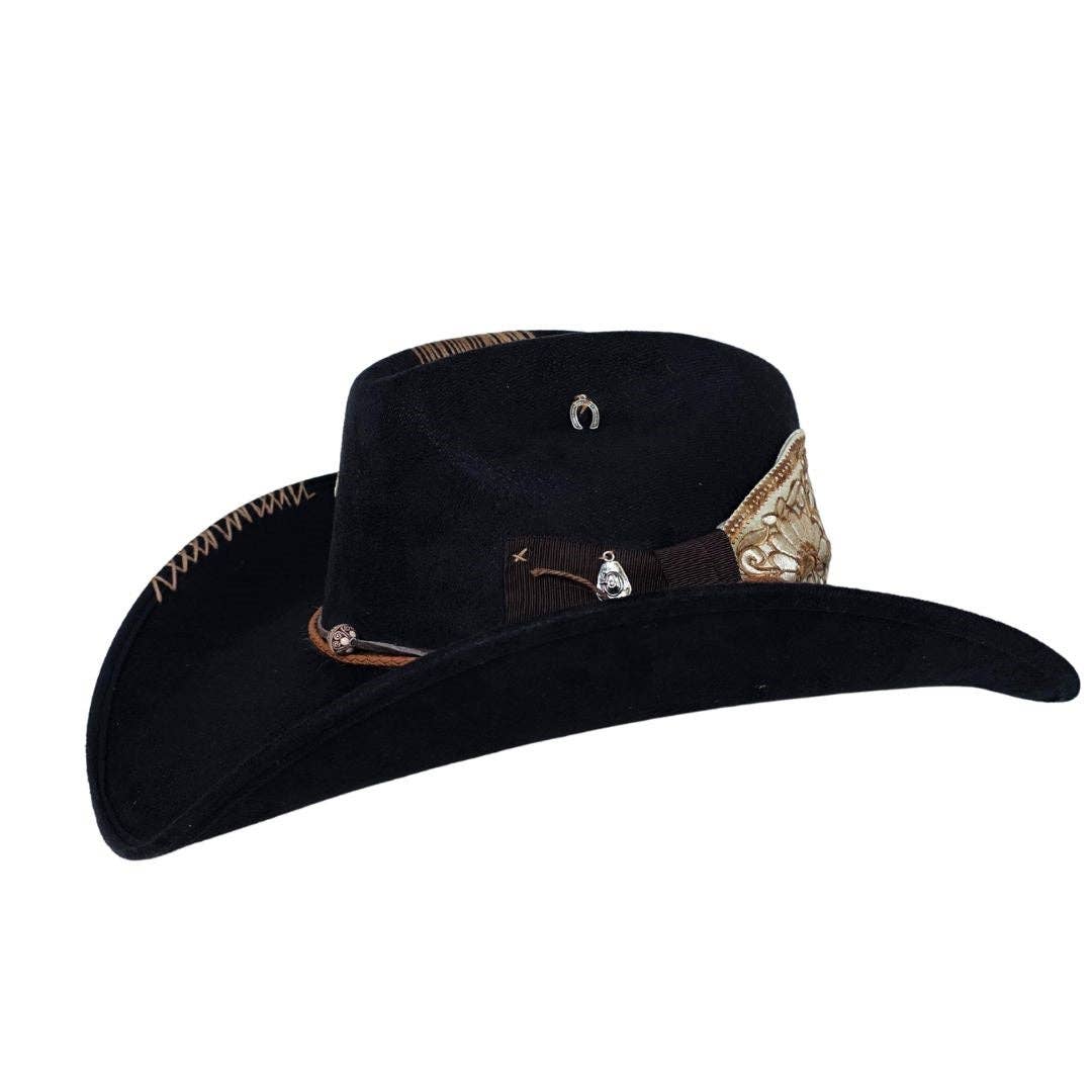 Luca Cowboy Crown Hat - Black for wholesale on Faire4