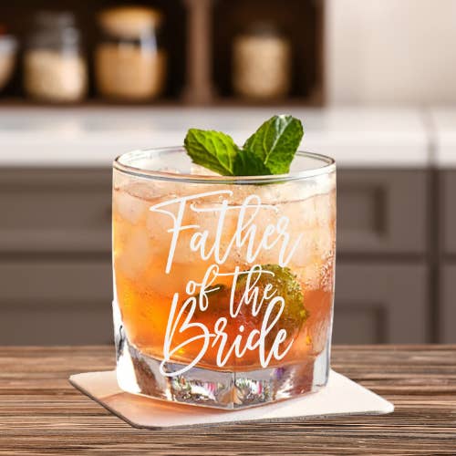 SKS Design Studio – wholesale Cocktail-/likörglas – Brudens far, brud | GRAVERAD | 10 oz Rocks Glass