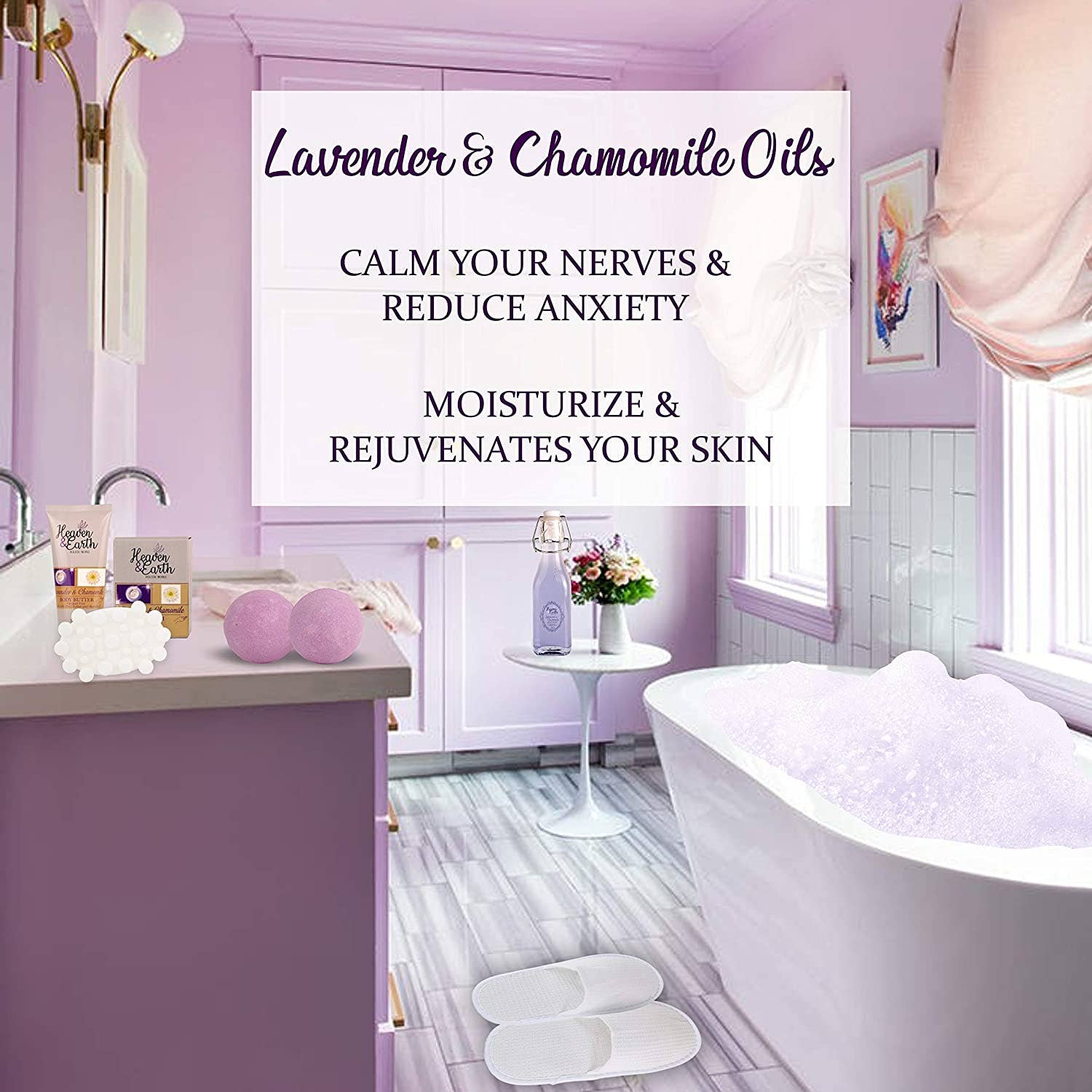 Pure Parker - Wholesale Bath & Body Set - Lavender Passion Spa 18-Piece Gift Basket. All inclusive with Notebook, Bath Bombs, Lotion and more!4