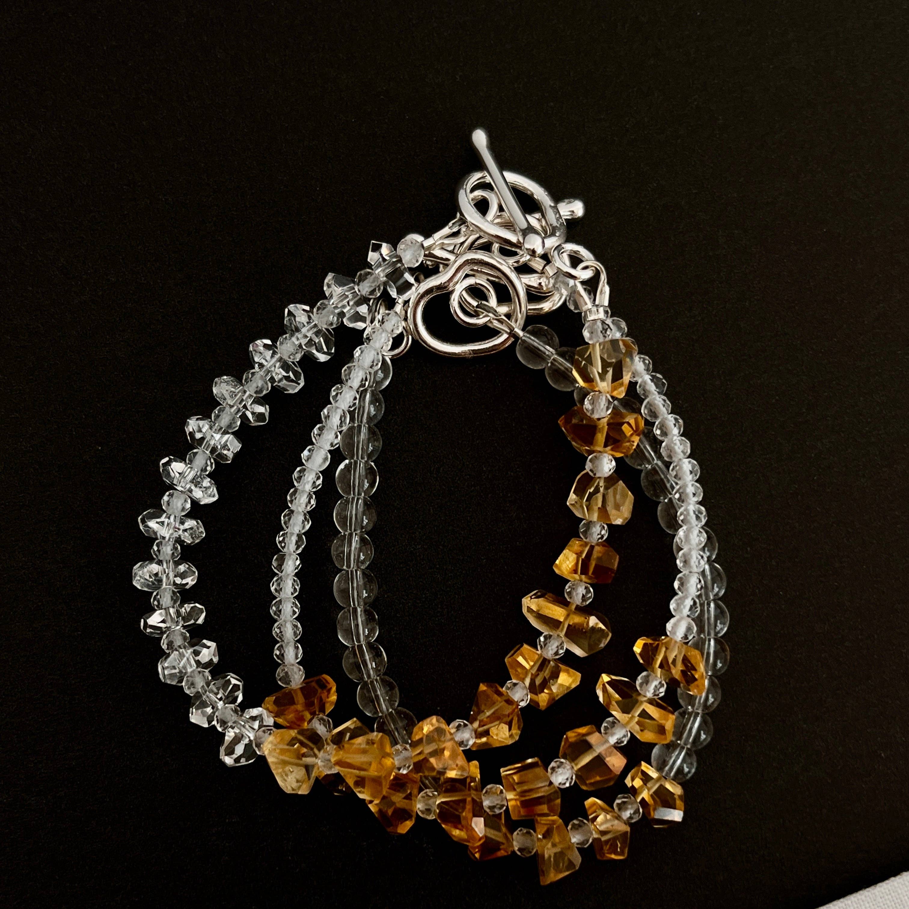 LoveGem Studio LLC - Wholesale Beaded Bracelet - Golden Abundance Bracelet – Premium Grade Citrine & Ice-Clear Quartz with Argentium Silver Toggle7