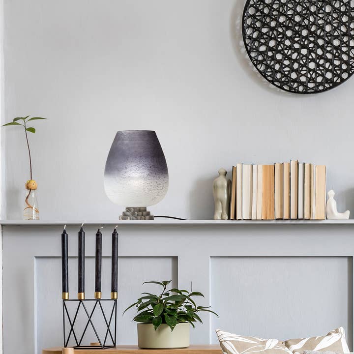 12.25"H Ombre Globe Shade Accent Lamp with Black Marble Base for wholesale by River of Goods