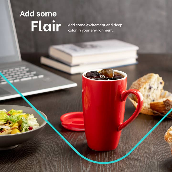 Kadra Kitchenware - Wholesale Coffee Mug - Mitbak - Classic Mug with Lids, Red, 6 Pk4