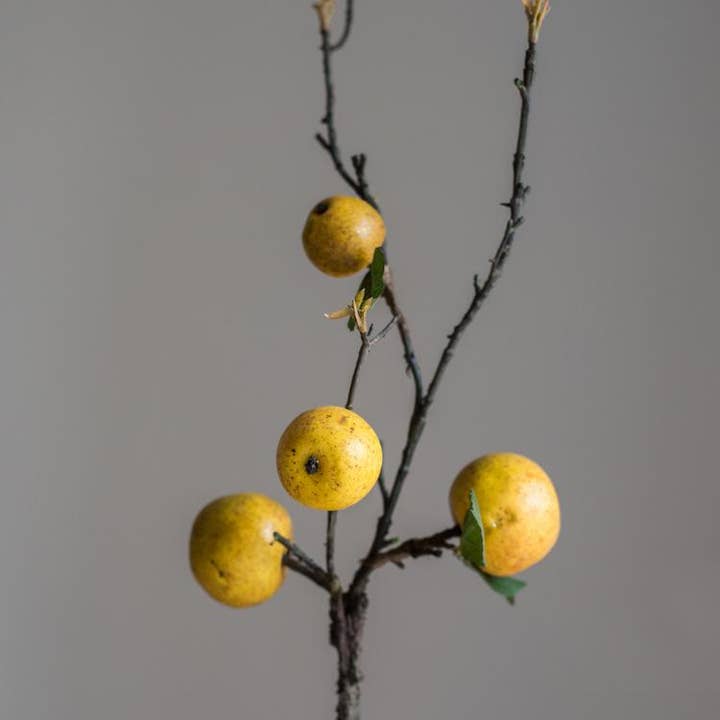 Rustic Reach - Wholesale Artificial Plant - Artificial Fruit Yellow Apple Pear Stem 27" Tall0