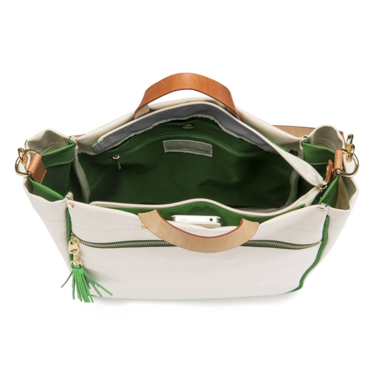 Boulevard - Wholesale Tote Bag - Women's - "Parker" Grass Canvas Tote with Leather Accents1