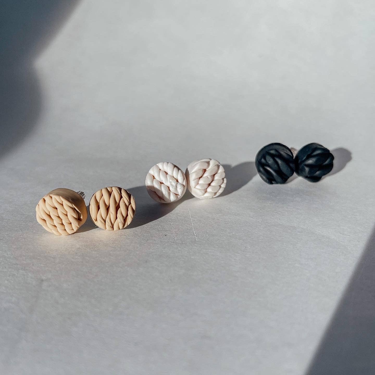 LivCreated – wholesale Stud/post earrings – Knitted Studs | Handmade Polymer Clay Earrings2