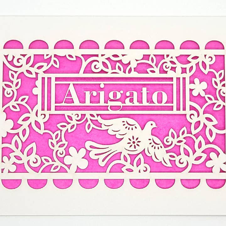 two hermanas - Vente Cartes de remerciements - Arigato - Merci en japonais - Papel Picado drapeau