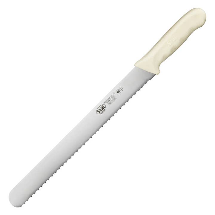 EcoQuality - Wholesale Kitchen/Utility Knife - KWP-121-121Y, 12" Hdl Straight Diff Colors Wavy Edge Slicer, EA5