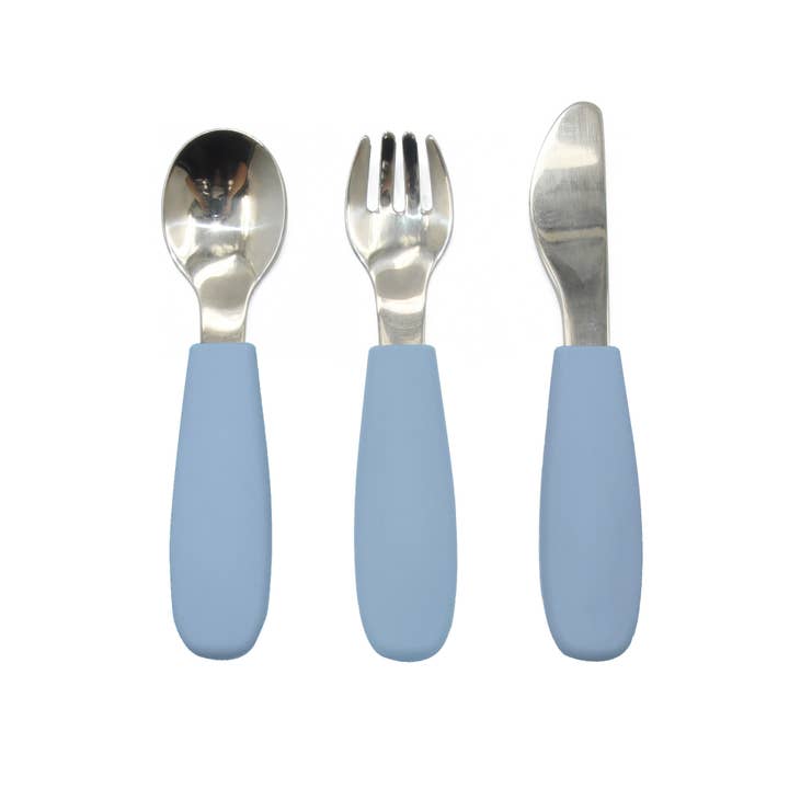 Summerville organic - Wholesale Flatware Set - Kids & Baby - Cutlery Silicone-Steel Stone Blue