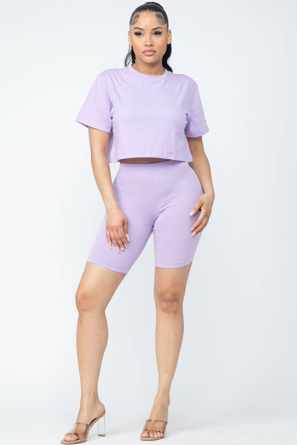 Boswell - Wholesale Top & Short Set (NOT Loungewear) - Women's - Biker Short Set With Short Sleeve Crop17