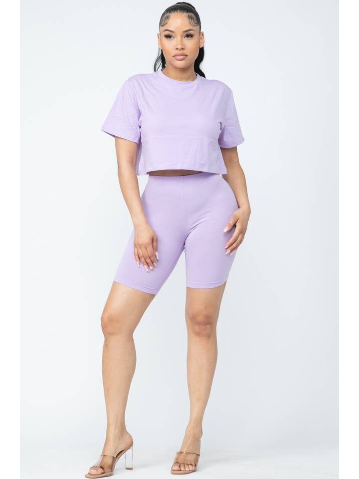 Boswell - Wholesale Top & Short Set (NOT Loungewear) - Women's - Biker Short Set With Short Sleeve Crop17