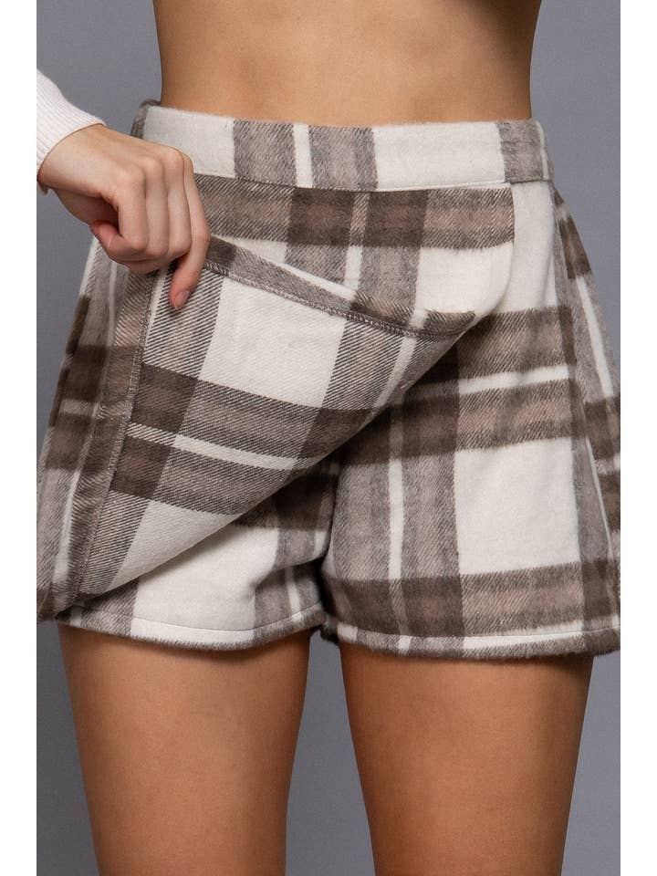 Active Basic | Active USA - Wholesale Shorts - Women's - Front Wrap Plaid Short Pants11
