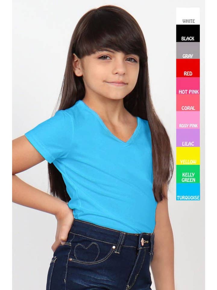 GKT-16811B Girls Softie Knit V-Neck Short Sleeve Solid Tee for wholesale by Cutie Patootie Clothing