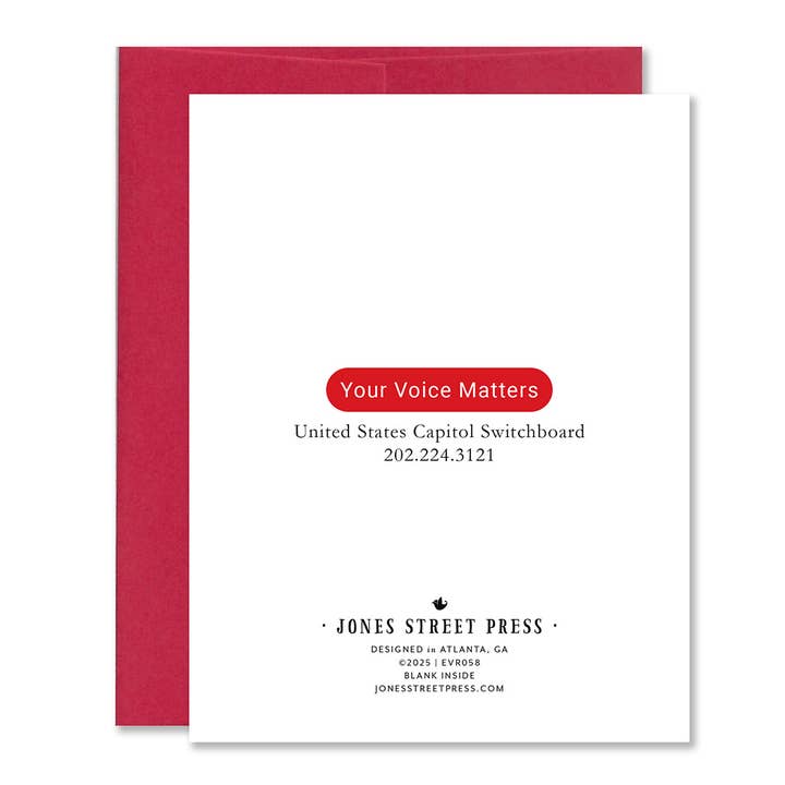 Jones Street Press – wholesale Everyday greeting card – Funny Political Greeting Card for Democracy, Resistance1