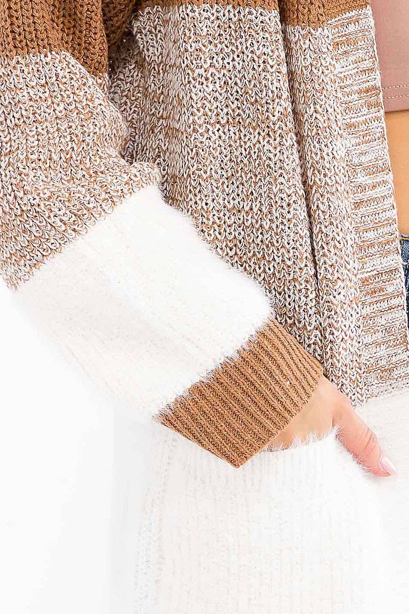 ROUSSEAU - Vendita all'ingrosso Cardigan - Donna - CARDIGAN COLORBLOCK A MANICHE LUNGHE CON TASCHE FRONTALI APERTE15