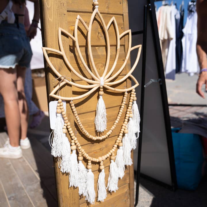 Lotus Bamboo Dream Catcher, Boho Wall Hanging, Gift for Her for wholesale by Pineapple Island