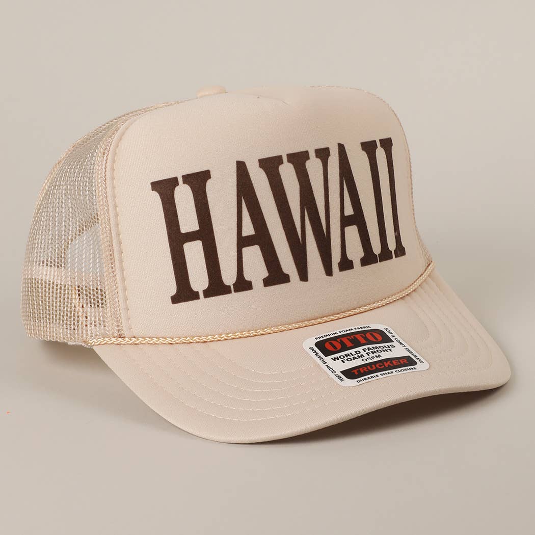 Fashion City - Wholesale Trucker Hat - Unisex - HAWAII Text Printed Mesh Back Foam Trucker Hat20