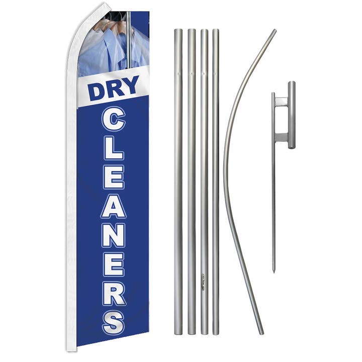 Dry Cleaners (Blue) Super Flag & Pole Kit for wholesale by Flags Importer