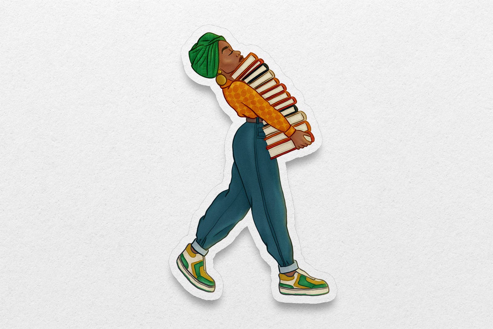 Pounded Yam Productions - Vendita all'ingrosso Adesivo - Adesivo fustellato Black Girl Book Stacks0