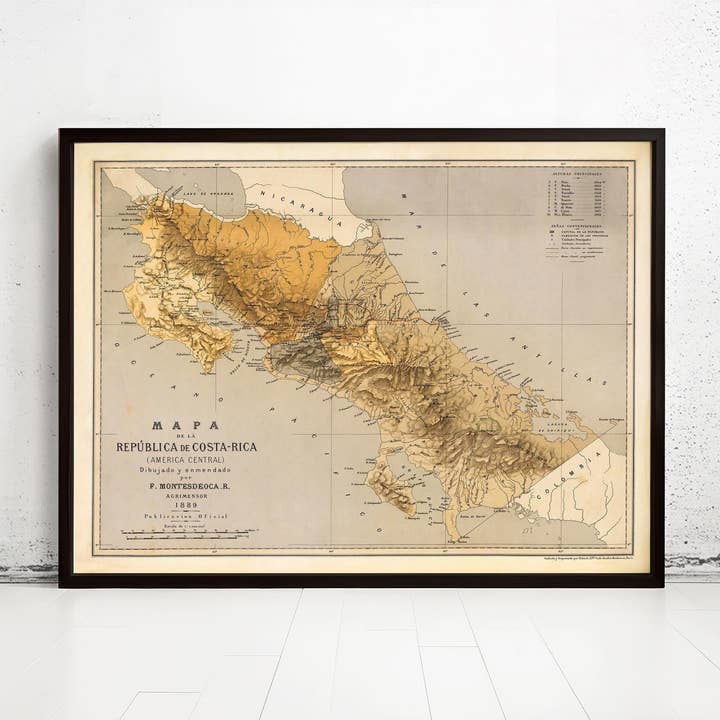 Old Map of Costa Rica 1889 Vintage Map Costa Rica Gift | Vintage Map Wall Art Print for wholesale by OldCityPrints - Old Maps and Posters