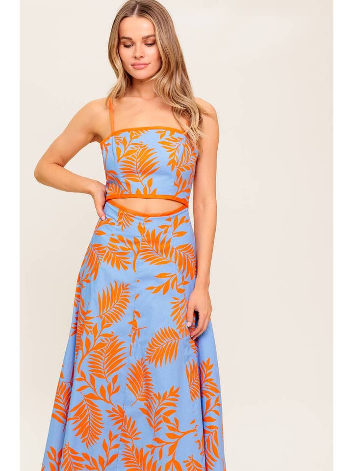BLUE ORANGE A printed woven midi dress - ID22446 for wholesale on Faire