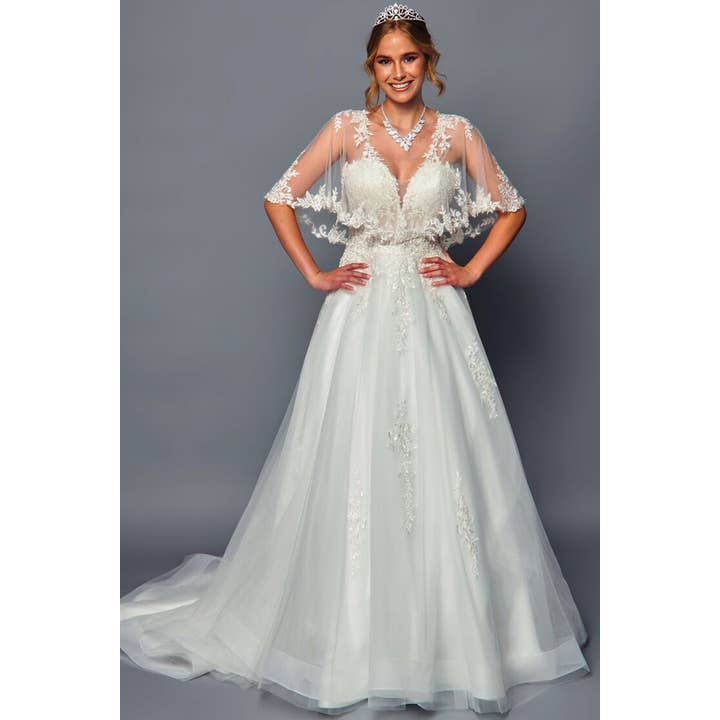 Vestido de novia con escote en V pronunciado y mangas de murciélago transparentes. para venta al por mayor de Babyfox Apparel