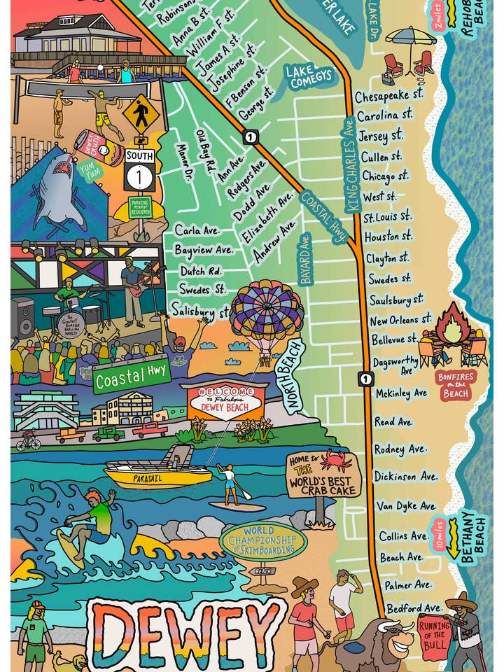 Mappa di Dewey Beach, Delaware per la vendita all'ingrosso da parte di jessie husband