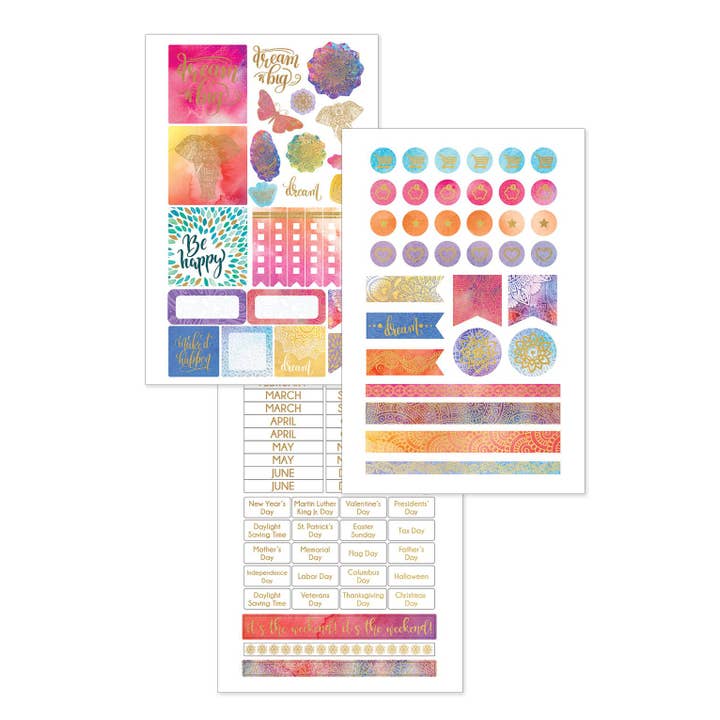 Paper House Productions - Wholesale Planner - Watercolor Mandala Mini 12 Month Undated Planner