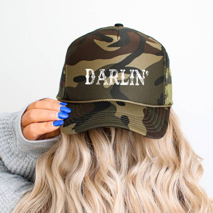 Darlin’ Trucker Hat – Khaki OTTO Brand Cap with Retro 2 for wholesale by Sweetteez LLC