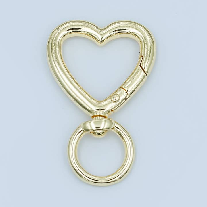 24K Gold Filled Heart Push Gate Swivel Bag Charm Finding | Z1142 for wholesale by Aim Eternal