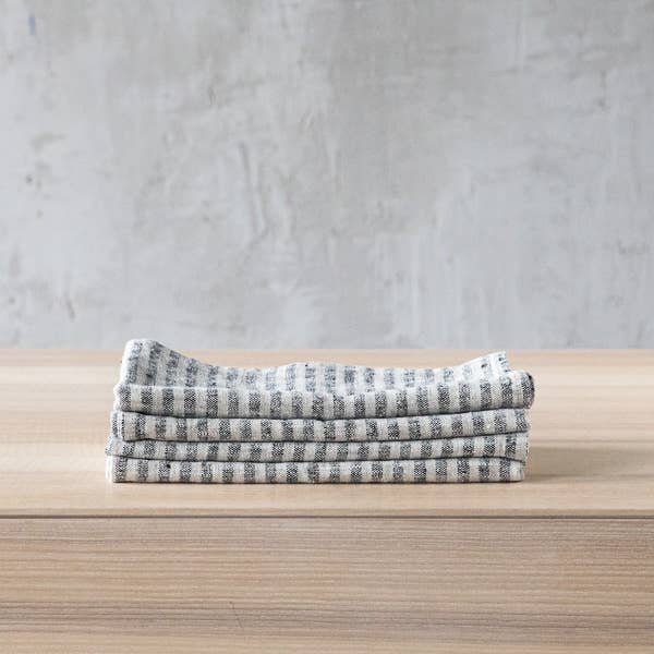 Linen Napkin Black Natural Brittany for wholesale by LinenMe