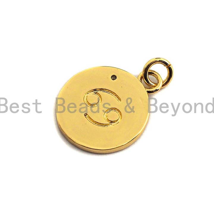 BestBeads&Beyond - Wholesale Individual Charm/Pendant - Zodiac Signs On Round Coin Shape Pendant/Charm, Astrology Signs Pendant, tweleve constellations, Sku#Z601