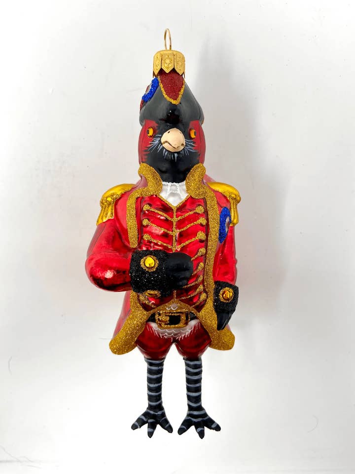 Cardinal Soldier Holiday Polish Glass Christmas Ornament for wholesale by Kenzies of London