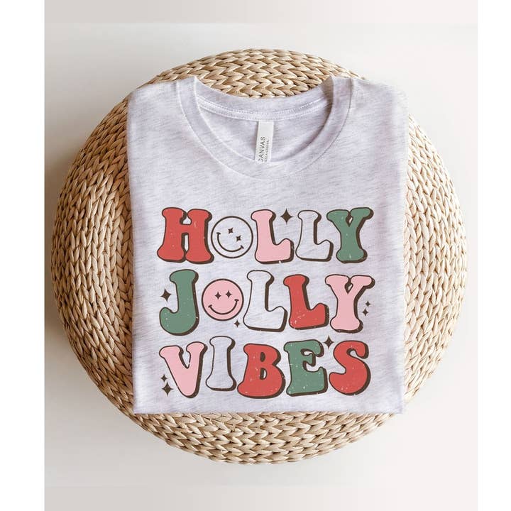 Holly Jolly Vibes PLUS Graphic Tee for wholesale by Kissed Apparel