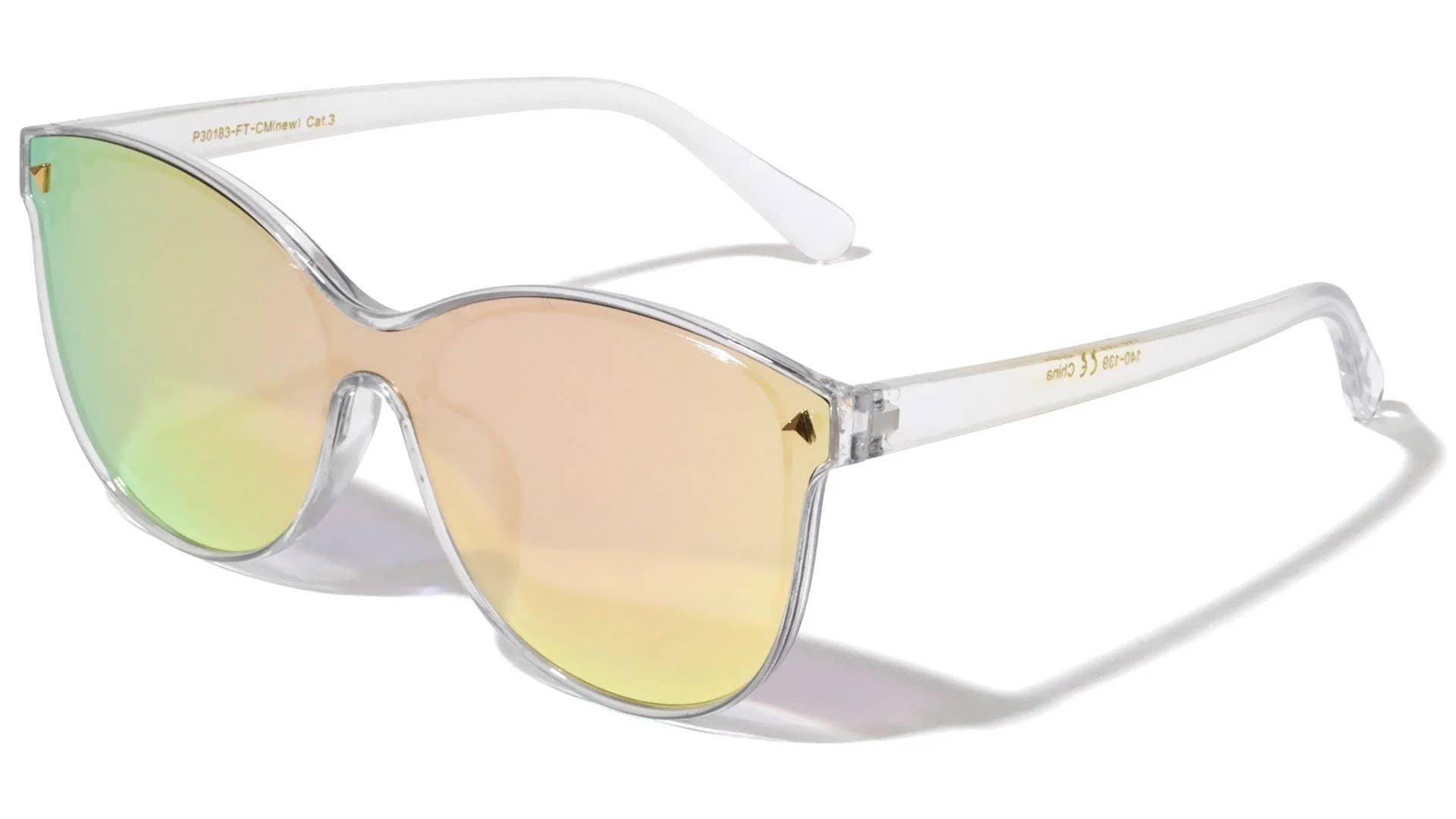 Sunrayzz Imports – wholesale Sunglasses – Women's – One Piece Flat Color Mirror Lens p30183-ft-cm2