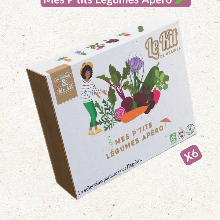 I miei Piccoli Ortaggi Aperitivo - Kit di giardinaggio tematico per la vendita all'ingrosso da parte di Dr. Jonquille & Mr. Ail