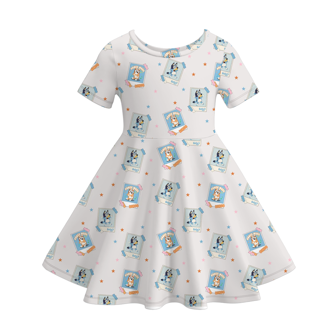 Little Trendy - Wholesale Dress - Kids - Cute Bluey cartoon twirl short sleeve dress for girls 3