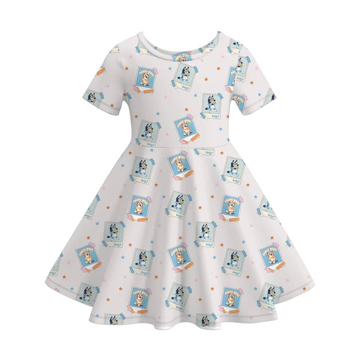 Little Trendy - Wholesale Dress - Kids - Cute Bluey cartoon twirl short sleeve dress for girls 3