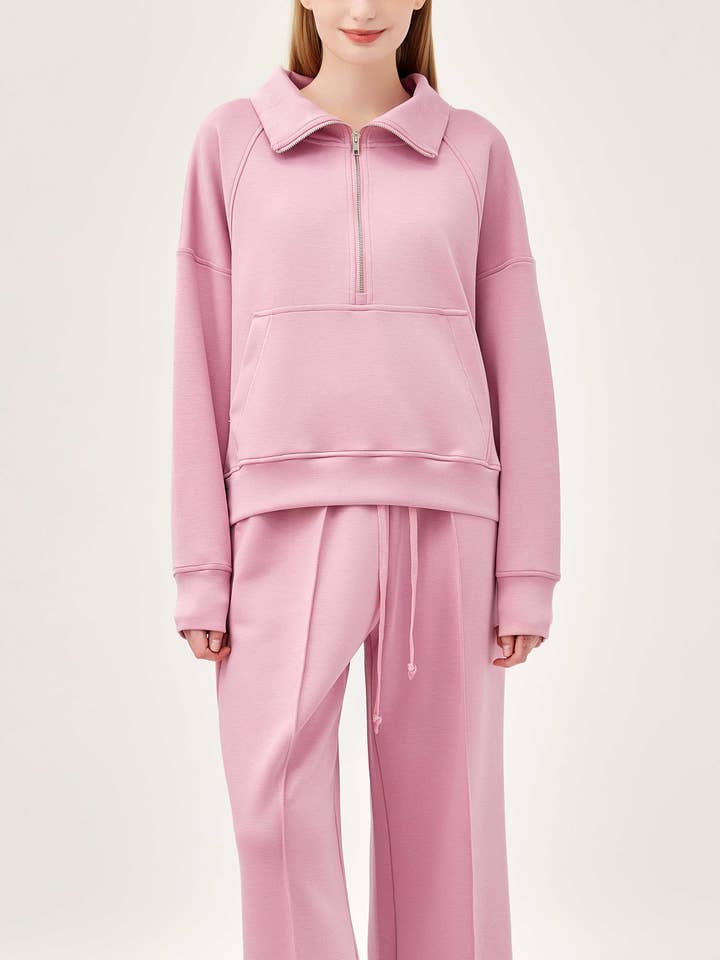 Lyserød STYBB Half-Zip Sweatshirt Sæt - Pink for engroshandel på Faire4